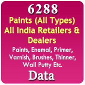 6288 Companies - Paints (All Types) All India Retailers & Dealers Data (Paints, Enemal, Primer, Varnish, Brushes, Thinner, Wall Putty Etc.) - In Excel Format