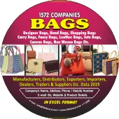 1572 Companies - BAGS (Designer Bags, Hand Bags, Shopping Bags, Carry Bags, Fancy Bags, Leather Bags, Jute Bags, Canvas Bags, Non-Woven Bags Etc.) Data - In Excel Format