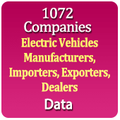 1072 Companies - Electric Vehicles Manufacturers, Importers, Exporters, Dealers & Distributors (All India) Data - In Excel Format