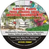 894 Companies - Flowers, Plants, Trees, Grasses, Fresh, Artificial Decorative, Etc. Products & Accessories Data - In Excel Format