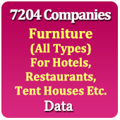 7204 Companies - Furniture (All Types) For Hotels, Restaurants & Tent Houses Etc. Data - In Excel Format