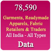 78,590 Retailers & Traders - Garments, Readymade, Apparels, Fabric Etc. (All India - All Types) Data - In Excel Format