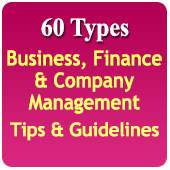 60 Types Business, Finance & Company Management Tips & Guidelines