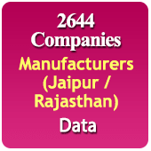 2644 Jaipur / Rajasthan Manufacturers (All Trades) Data - In Excel Format