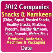 3012 Companies - Snacks & Namkeen Products, Materials, Machines & Packaging Data (Chips, Papad, Roasted Snacks, Healthy Snacks, Khakhra, Popcorn, Healthy Namkeen, Nuts, Peanuts, Wafers Etc.) - In Excel Format