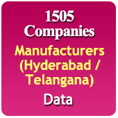 1505 Hyderabad / Telangana Manufacturers (All Trades) Data - In Excel Format