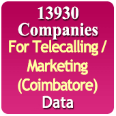 For Telecalling / Marketing Data From Coimbatore - 13930 B2B Companies Data - All Types Manufacturers, Exporters, Importers, Corporates, Distributors, Dealers, Retailers, Professionals Etc. - In Excel Format