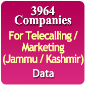 For Telecalling / Marketing Data From Jammu & Kashmir - 3964 B2B Companies Data - All Types Manufacturers, Exporters, Importers, Corporates, Distributors, Dealers, Retailers, Professionals Etc. - In Excel Format